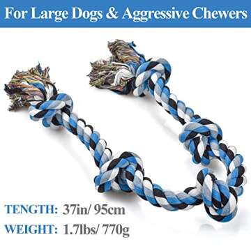 LECHONG Dog Toys for Aggressive Chewers Tough Rope Chew Toys for Large and Medium Dog 3 Feet 5 Knots...