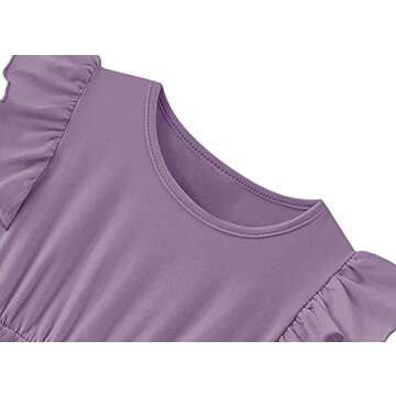 TWKIOUE Girls Dresses Tutu Tulle Butterfly Sleeves Casual Kid Cute Party Dress 817 Dark Purple 110