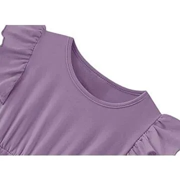 TWKIOUE Girls Dresses Tutu Tulle Butterfly Sleeves Casual Kid Cute Party Dress 817 Dark Purple 110