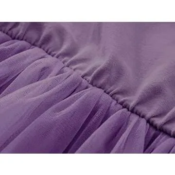 TWKIOUE Girls Dresses Tutu Tulle Butterfly Sleeves Casual Kid Cute Party Dress 817 Dark Purple 110