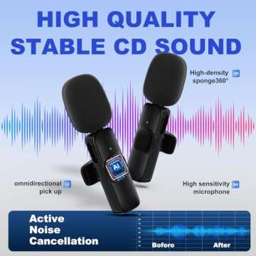 JUDKIOM 2 Pack Wireless Lavalier Microphone for iPhone,Android, USB C, Clip-on Mics, Bluetooth Lapel...