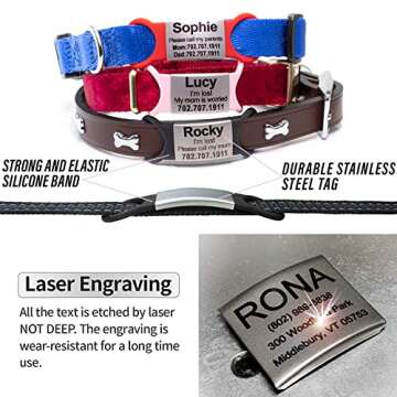 Personalized and Custom Dog Tag for Pets - No Noise - Engraved Name Tag - Slide On ID Tags and Colla...