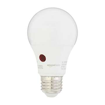 Amazon Basics A19 Dusk to Dawn Sensor LED Outdoor Light Bulb, 60W Equivalent, Energy-Efficient 9W, D...
