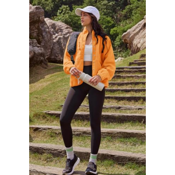 Women's Fleece Sherpa Jacket Cozy Teddy Bear Style Orange