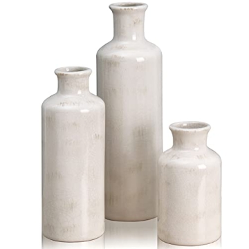 CUCUMI White Ceramic Vase Set Modern Farmhouse Decor