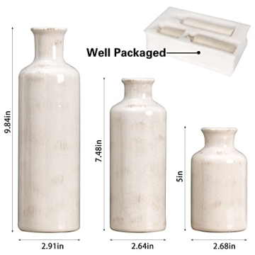 CUCUMI White Ceramic Vase Set Modern Farmhouse Decor