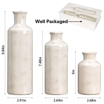 CUCUMI White Ceramic Vase Set Modern Farmhouse Decor