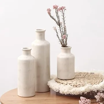 CUCUMI White Ceramic Vase Set Modern Farmhouse Decor