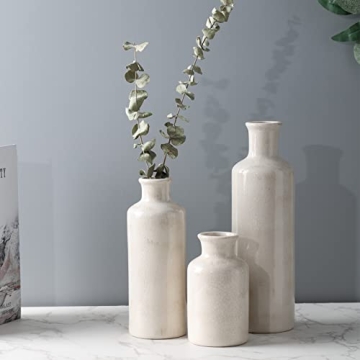 CUCUMI White Ceramic Vase Set Modern Farmhouse Decor