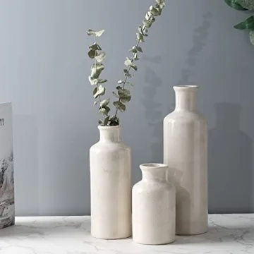 CUCUMI White Ceramic Vase Set Modern Farmhouse Decor