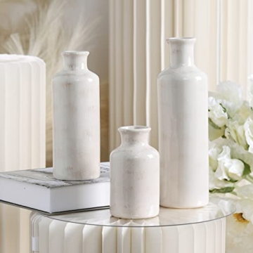CUCUMI White Ceramic Vase Set Modern Farmhouse Decor