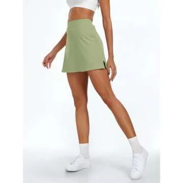 AUTOMET Women's Mini Tennis Skirt 2025 Athletic Workout Cute Golf Skorts with Pockets Trendy Summer Beach Vacation Clothes Green M