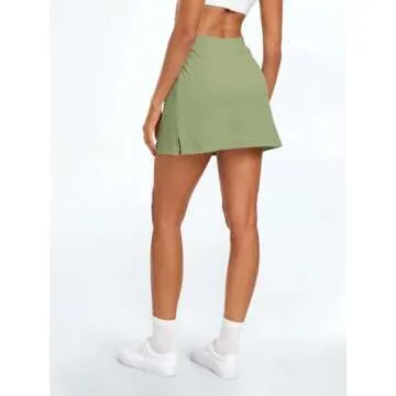 AUTOMET Women's Mini Tennis Skirt 2025 Athletic Workout Cute Golf Skorts with Pockets Trendy Summer Beach Vacation Clothes Green M