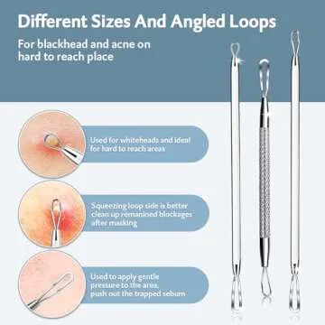 MENOLY Pimple Popper Tool Kit 10 Pcs Blackhead Remover Tool Zit Popper for Blemish, Pimple Comedone Extractor Acne Tool for Blackheads, Acnes, Whiteheads Nose Face with Leather Bag