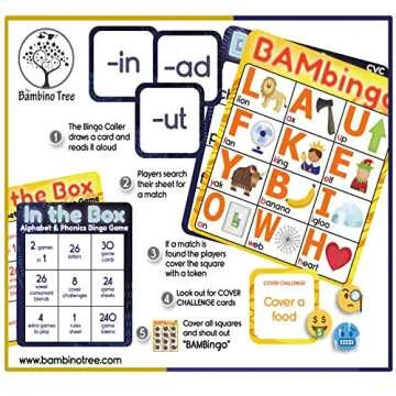THE BAMBINO TREE Alphabet and Phonics Bingo - ABC Learning Letter Recognition and CVC Words with Pic...