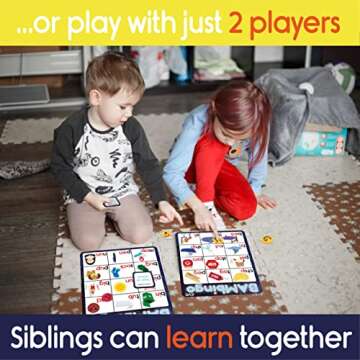 THE BAMBINO TREE Alphabet and Phonics Bingo - ABC Learning Letter Recognition and CVC Words with Pictures - Phonics Games for Kids Ages 3-6 yrs Preschool Kindergarten