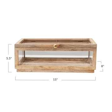 Elegant Mango Wood & Glass Display Box for Keepsakes