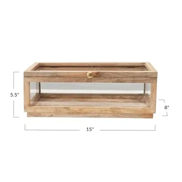 Elegant Mango Wood & Glass Display Box for Keepsakes