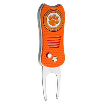 Team Golf NCAA Clemson Tigers Retractable Divot Tool with Double-Sided Magnetic Ball Marker, Feature...