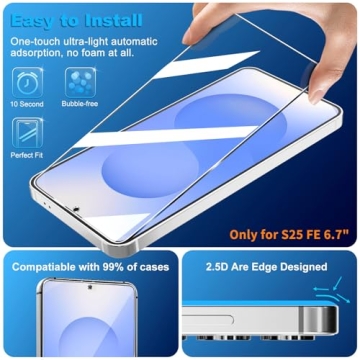 3 Pack Glass Screen Protectors & Camera Lens for Galaxy S25 FE