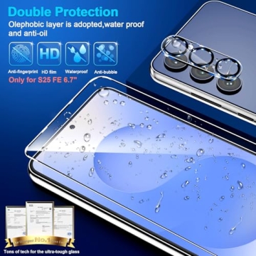 3 Pack Glass Screen Protectors & Camera Lens for Galaxy S25 FE