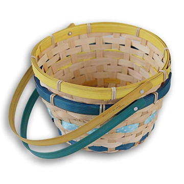 Colorful Round Easter Baskets for Kids - Blue and Yellow