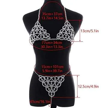 Dresbe Rhinestones Body Chain Suit Silver Crystal Bikini Bra Underwear Sexy Sparkly Party Body Jewelry Accessories for Women