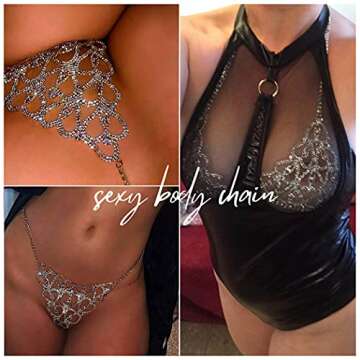 Dresbe Rhinestones Body Chain Suit Silver Crystal Bikini Bra Underwear Sexy Sparkly Party Body Jewelry Accessories for Women