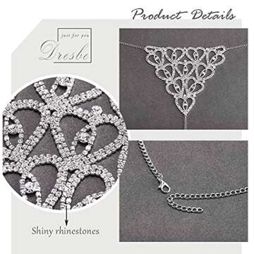 Dresbe Rhinestones Body Chain Suit Silver Crystal Bikini Bra Underwear Sexy Sparkly Party Body Jewelry Accessories for Women
