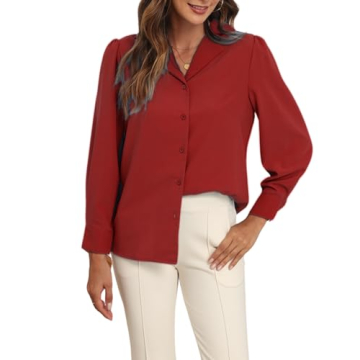 Dressy Casual Women's Work Blouses - Slim Fit Collared Tops