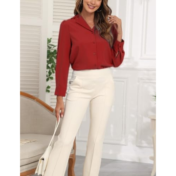 Stylish Long Sleeve Work Blouses for Women - Office Wear