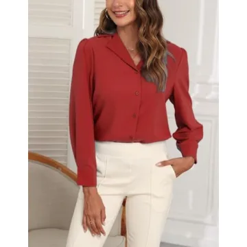 Stylish Long Sleeve Work Blouses for Women - Office Wear