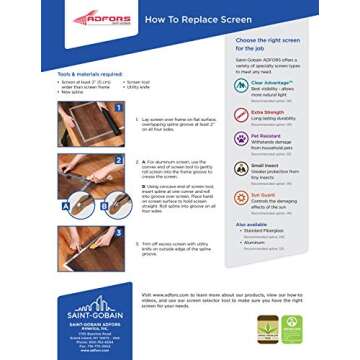 ADFORS Window Screen, 36x84 Inches for Windows