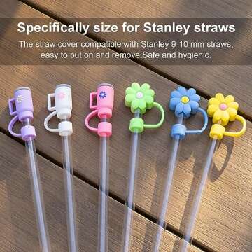 Silicone Straw Covers for Stanley Tumblers - Cute Cap Accessories Compatible with 30 & 40oz Cups (6 ...