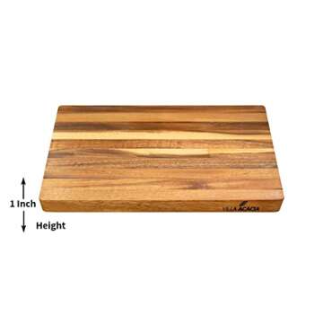 Thirteen Chefs Cutting Boards - Large, Lightweight, 17 x 12 Inch Acacia Wood Chopping Board for Plating, Appetizers, Charcuterie and Kitchen Prep - Portable Cooking Accessories