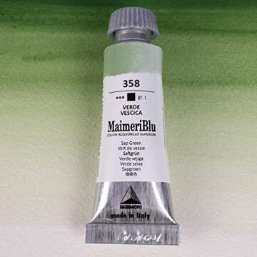 MaimeriBlu 12ml Single-Pigment Watercolor Paint - Sap Green PG17 Professional Watercolor Paint - Lig...