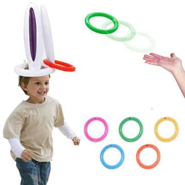 4 Pack Easter Inflatable Bunny Ears Ring Toss Game Easter Rabbit Party Games Inflatable Toys Gift fo...