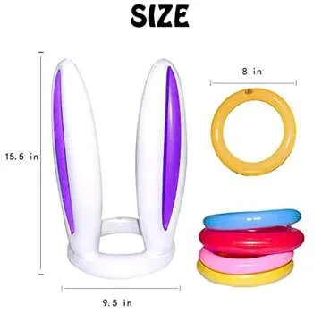 4 Pack Easter Inflatable Bunny Ears Ring Toss Game Easter Rabbit Party Games Inflatable Toys Gift for Kid Girl Boy Family School Party Favor Indoor Outdoor