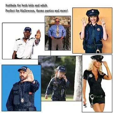 TXSN Police Costume Accessories Set, Police Accessories Metal Handcuffs, Police Bage and Whistle for Men Women Boys Girls