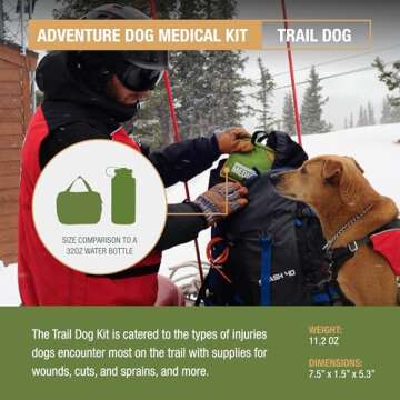 Adventure Medical Kits Trail Dog Medical Kit - Pet First Aid Kit with Dressings, Bandages, Instruction Manual & Tools - Lightweight, Compact Dog Safety Pack