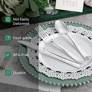 N9R 500PCS Silver Plastic Cutlery Set for Events