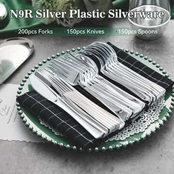 N9R 500PCS Silver Plastic Cutlery Set for Events