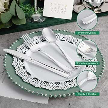 N9R 500PCS Silver Plastic Cutlery Set for Events