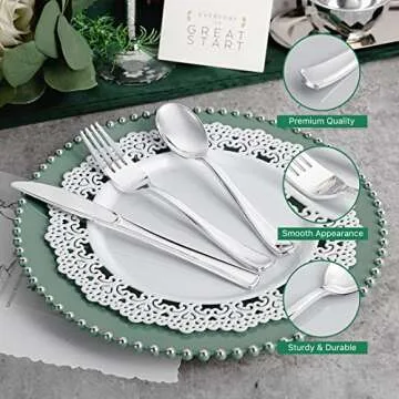 N9R 500PCS Silver Plastic Cutlery Set for Events