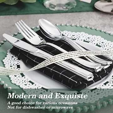 N9R 500PCS Silver Plastic Cutlery Set for Events