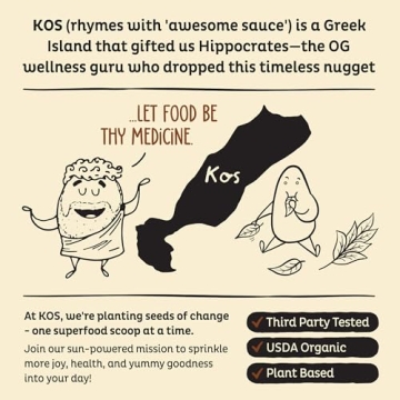 KOS Vegan Protein Powder Erythritol Free, Vanilla USDA Organic - Pea Protein Blend, Plant Based Superfood Rich in Vitamins & Minerals - Keto, Dairy Free - Meal Replacement for Women & Men, 28 Servings