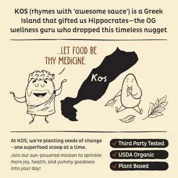 KOS Vegan Protein Powder Erythritol Free, Vanilla USDA Organic - Pea Protein Blend, Plant Based Superfood Rich in Vitamins & Minerals - Keto, Dairy Free - Meal Replacement for Women & Men, 28 Servings