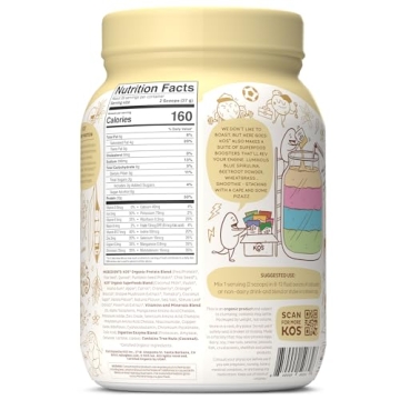 KOS Vegan Protein Powder Erythritol Free, Vanilla USDA Organic - Pea Protein Blend, Plant Based Superfood Rich in Vitamins & Minerals - Keto, Dairy Free - Meal Replacement for Women & Men, 28 Servings