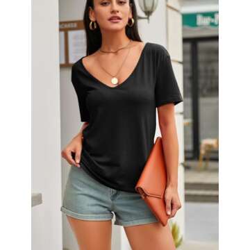 Eachyes Women's Deep V Neck T Shirts for Stylish Comfort