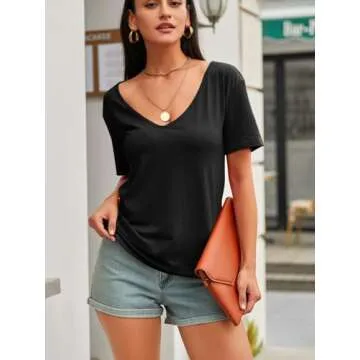 Eachyes Women's Deep V Neck T Shirts for Stylish Comfort